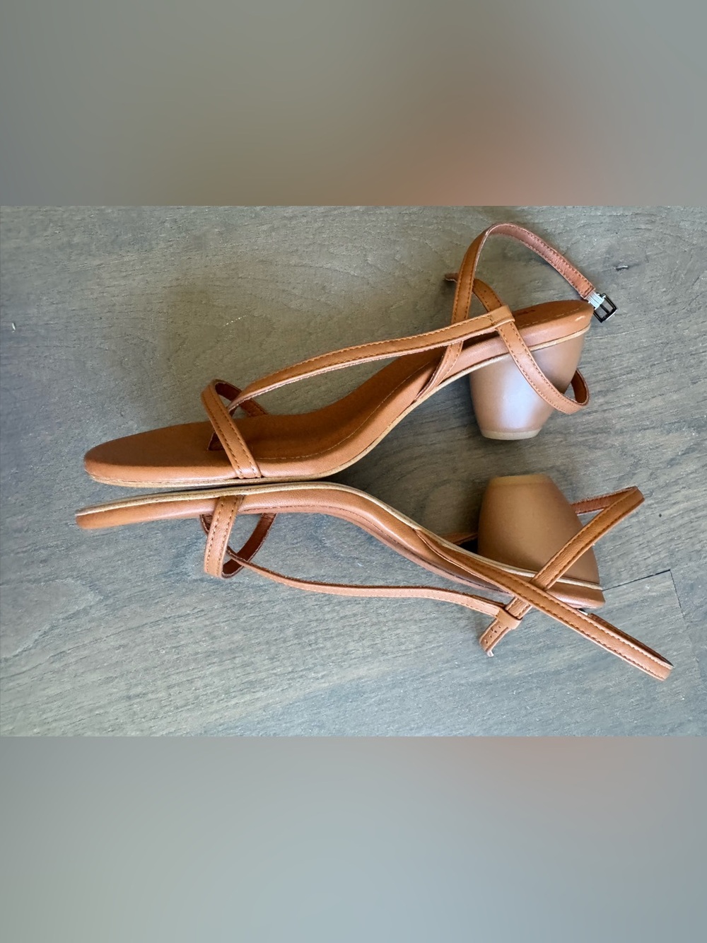 Free People La La Land Tan Ankle Strap Block Heel Sandals - Picture 5 of 6